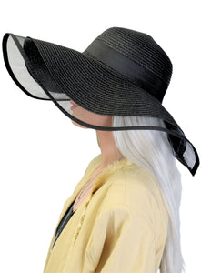 JOAN SHEPP | Straw Hat With Sheer Trim