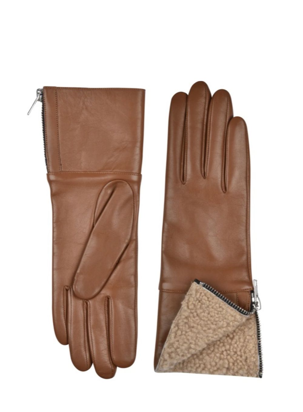 CAROLINA AMATO | Touch Tech Leather Gloves With Shearling Cuffs