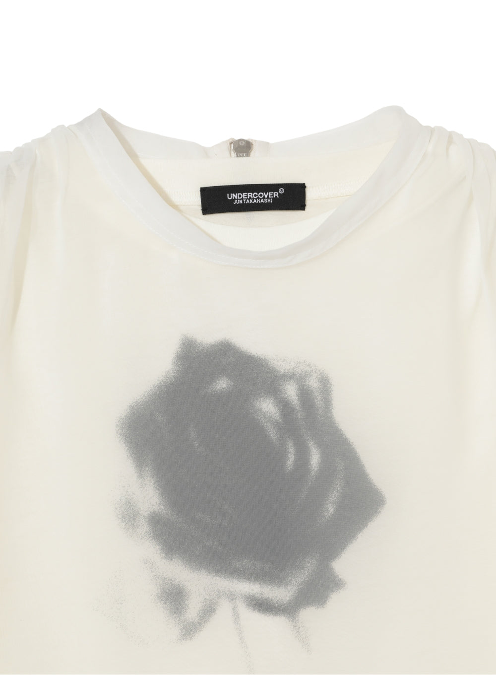 UNDERCOVER | Sheer Overlay Cold-Shoulder Graphic Top