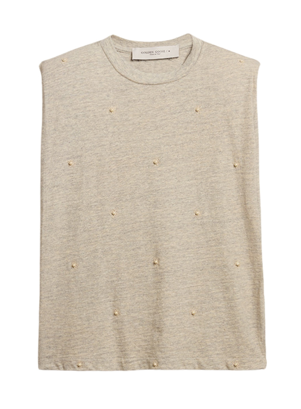 GOLDEN GOOSE | Pearl Embellished Sleeveless Tee With Padded Shoulders
