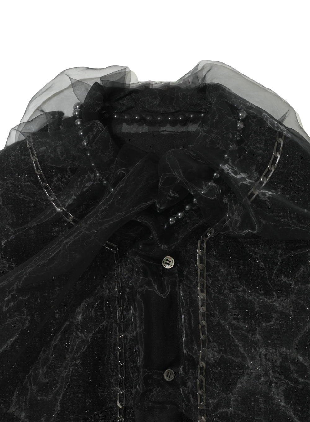 UNDERCOVER | Sheer Overlay Embellished Tweed Jacket