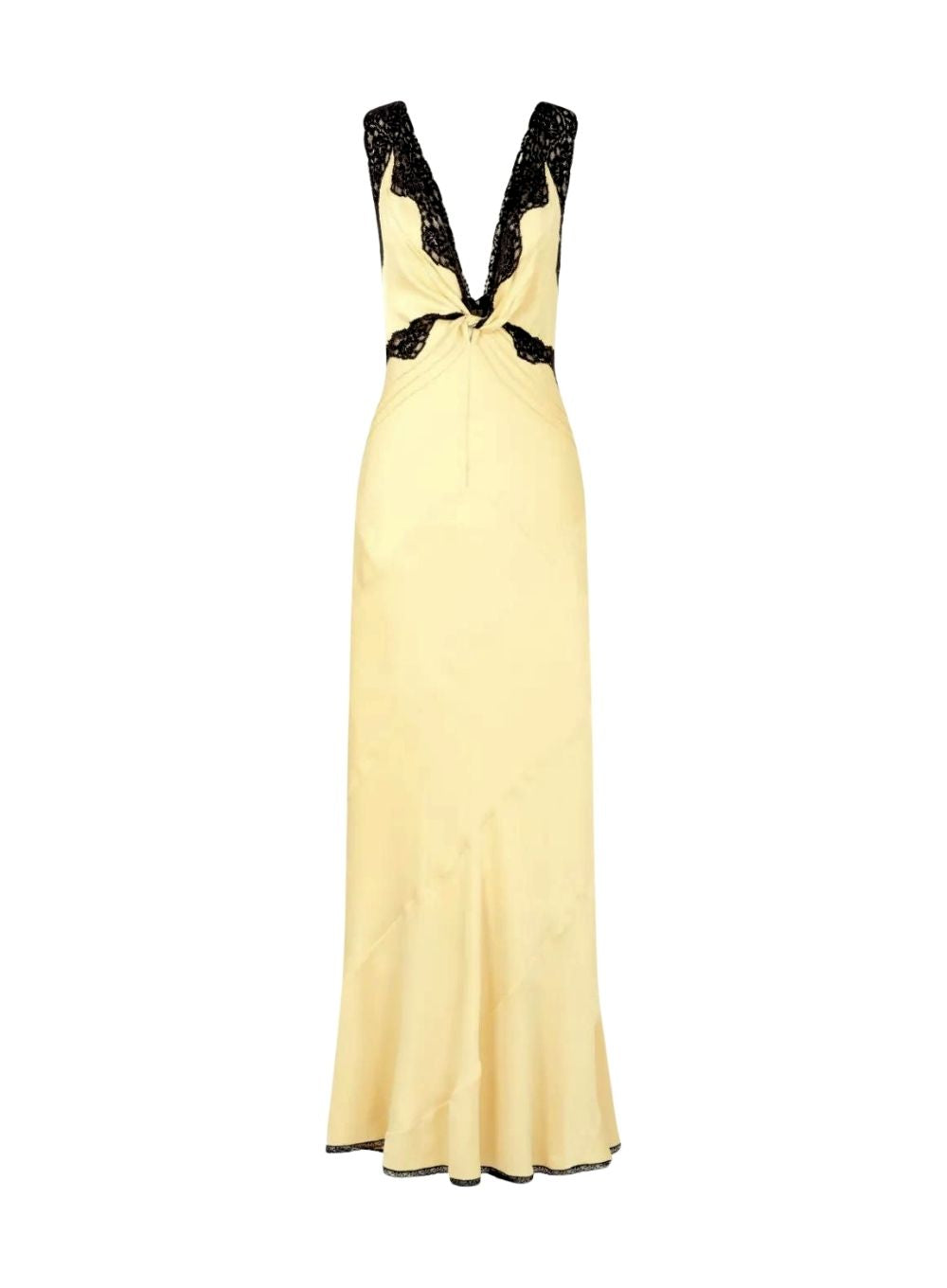 RABANNE | Lace Trim Satin Maxi Dress