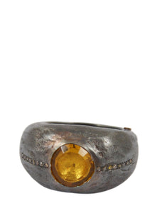 ROSA MARIA | Sterling Silver Ring with Cognac Diamonds & Beer Quartz