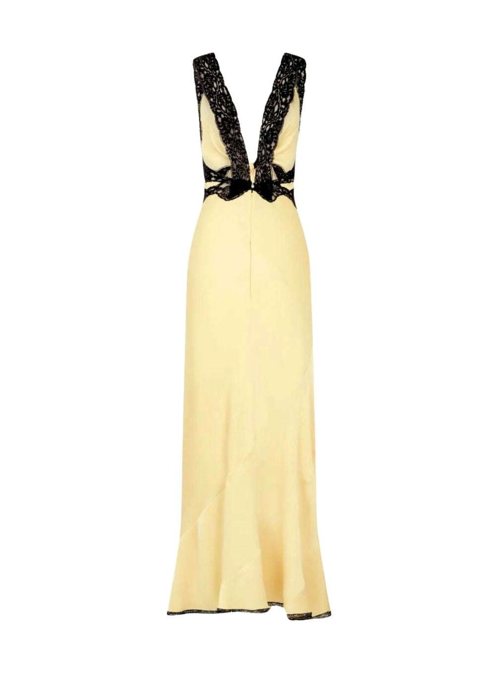 RABANNE | Lace Trim Satin Maxi Dress