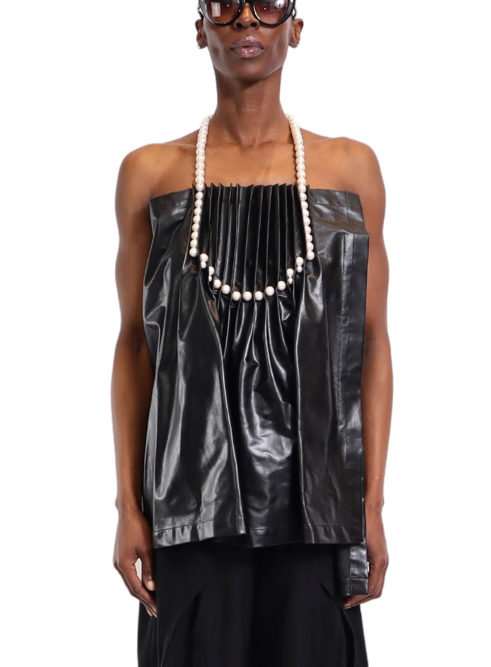 JUNYA WATANABE | Faux Leather Top With Pearl Straps