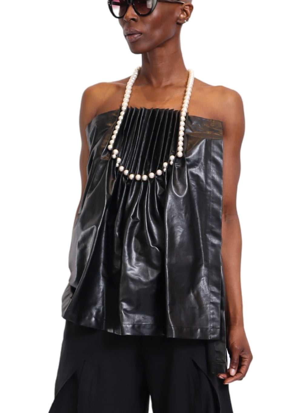 JUNYA WATANABE | Faux Leather Top With Pearl Straps