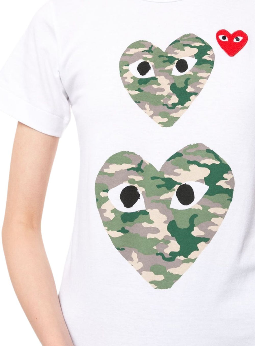 Comme Des Garcons Men's Short-sleeve Camouflage Heart Print T-shirt
