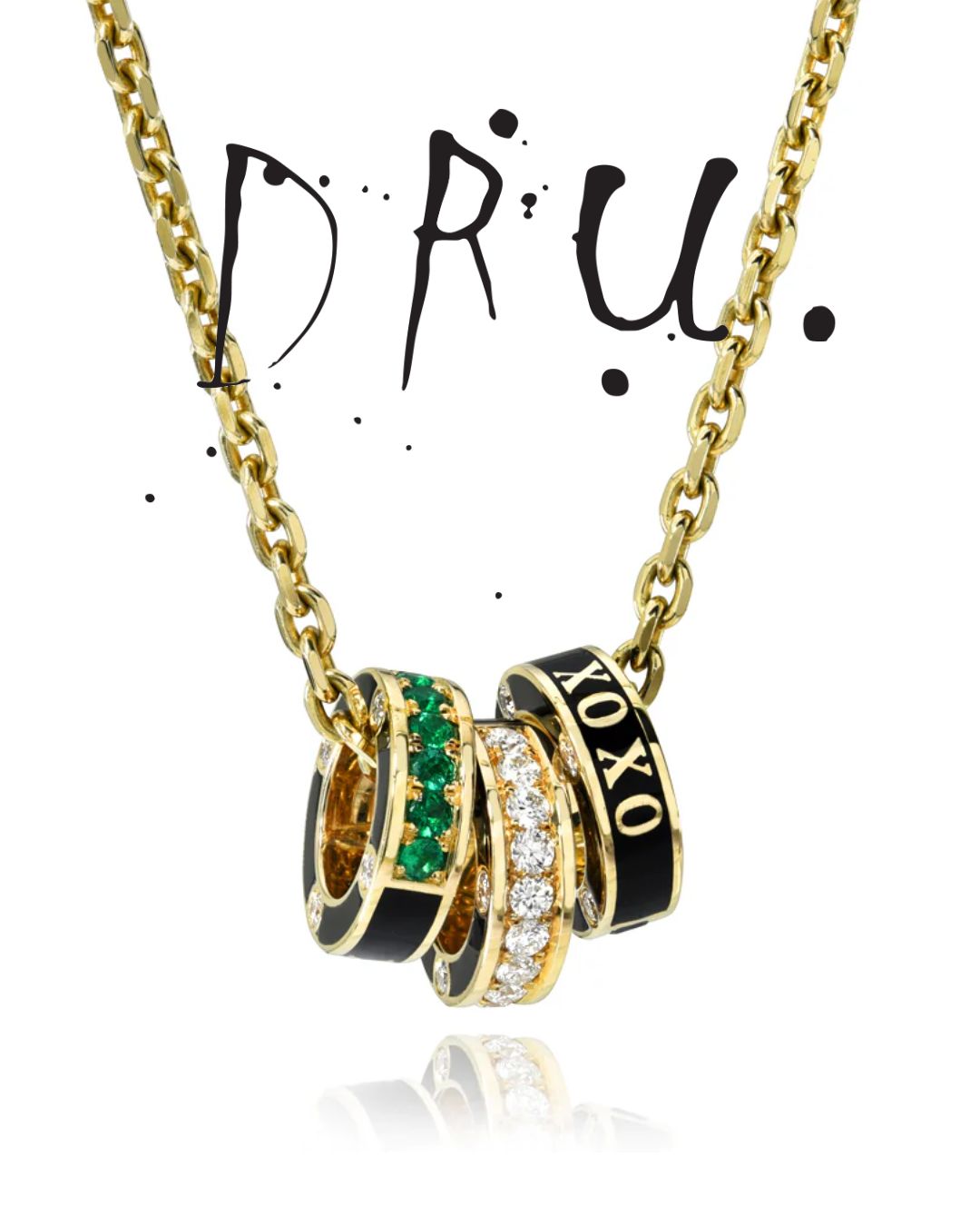 DRU FALL 22 COLLECTION IMAGE, PRODUCTS FEATURED: DRU. LARGE DIAMOND BLADE DAGGERS, DRU. RINGS, DRU. BABY DAGGER STUD EARRINGS