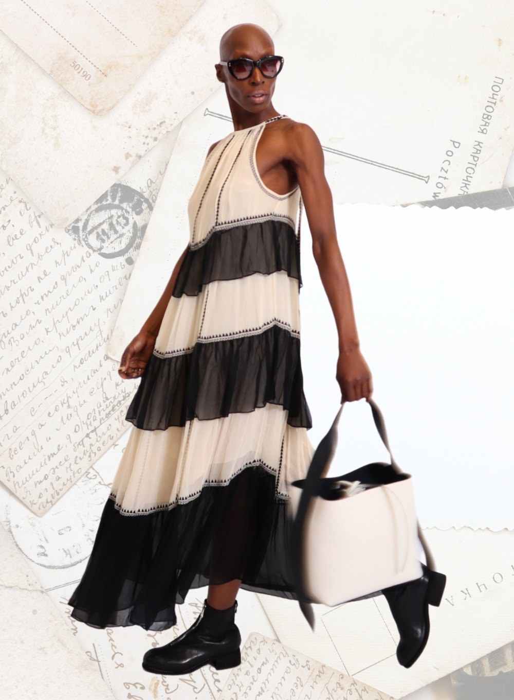 ULLA JOHNSON SS24 COLLECTION IMAGE FEATURING JIL SANDER BAG AND GUIDI BOOTS