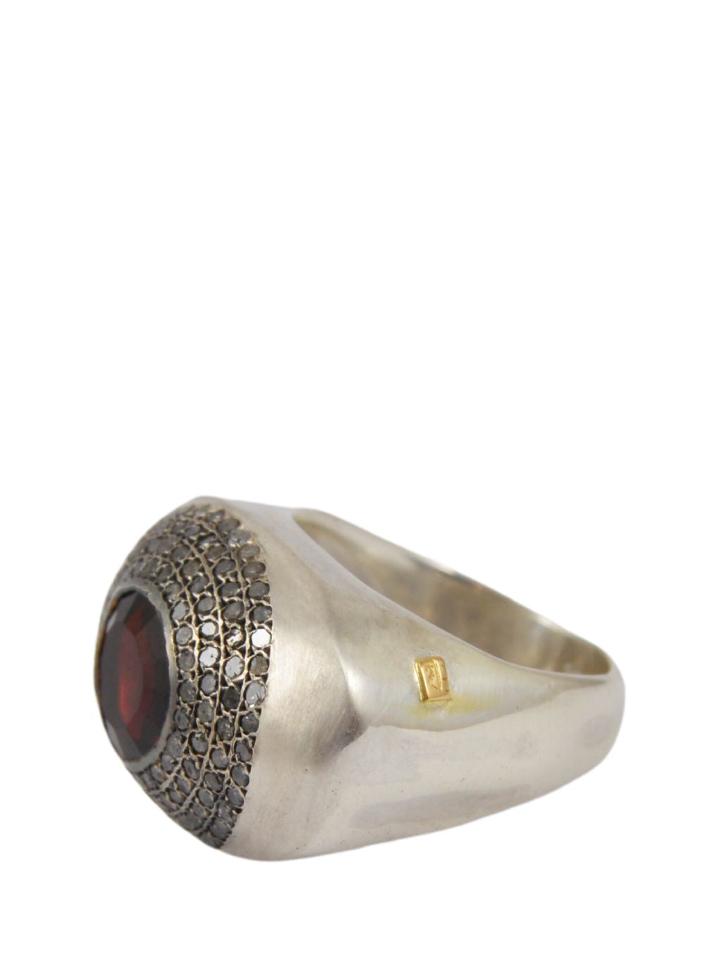 ROSA MARIA | Garnet Sterling Silver Ring With Grey Diamonds