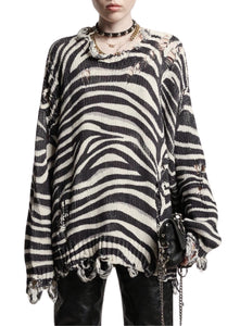 R13 | Distressed Zebra Oversized Sweater