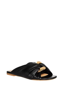 J.W. ANDERSON | Leather Twist Flats With Chain Embellishment