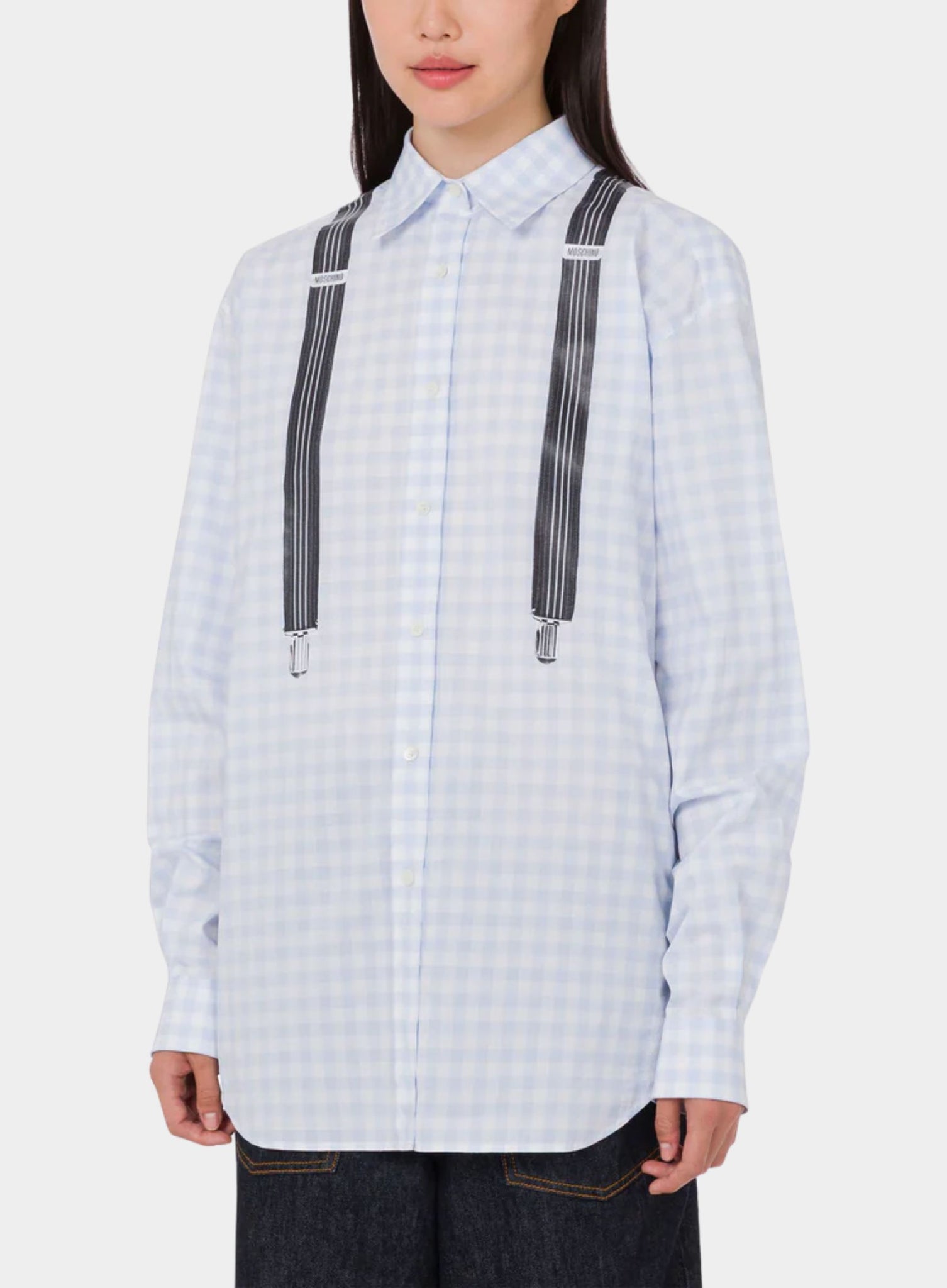 Moschino - Printed cotton vichy shirt - Purple