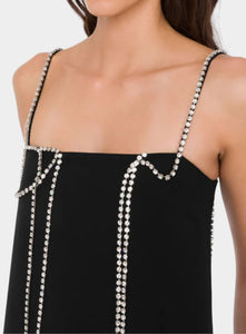 Moschino - Embellished stretch crepe dress - Black - 42 Moschino - Embellished stretch crepe dress - Black - 42