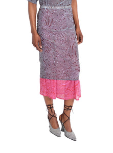 DRIES VAN NOTEN | Mesh Abstract Moire Print Layered Skirt