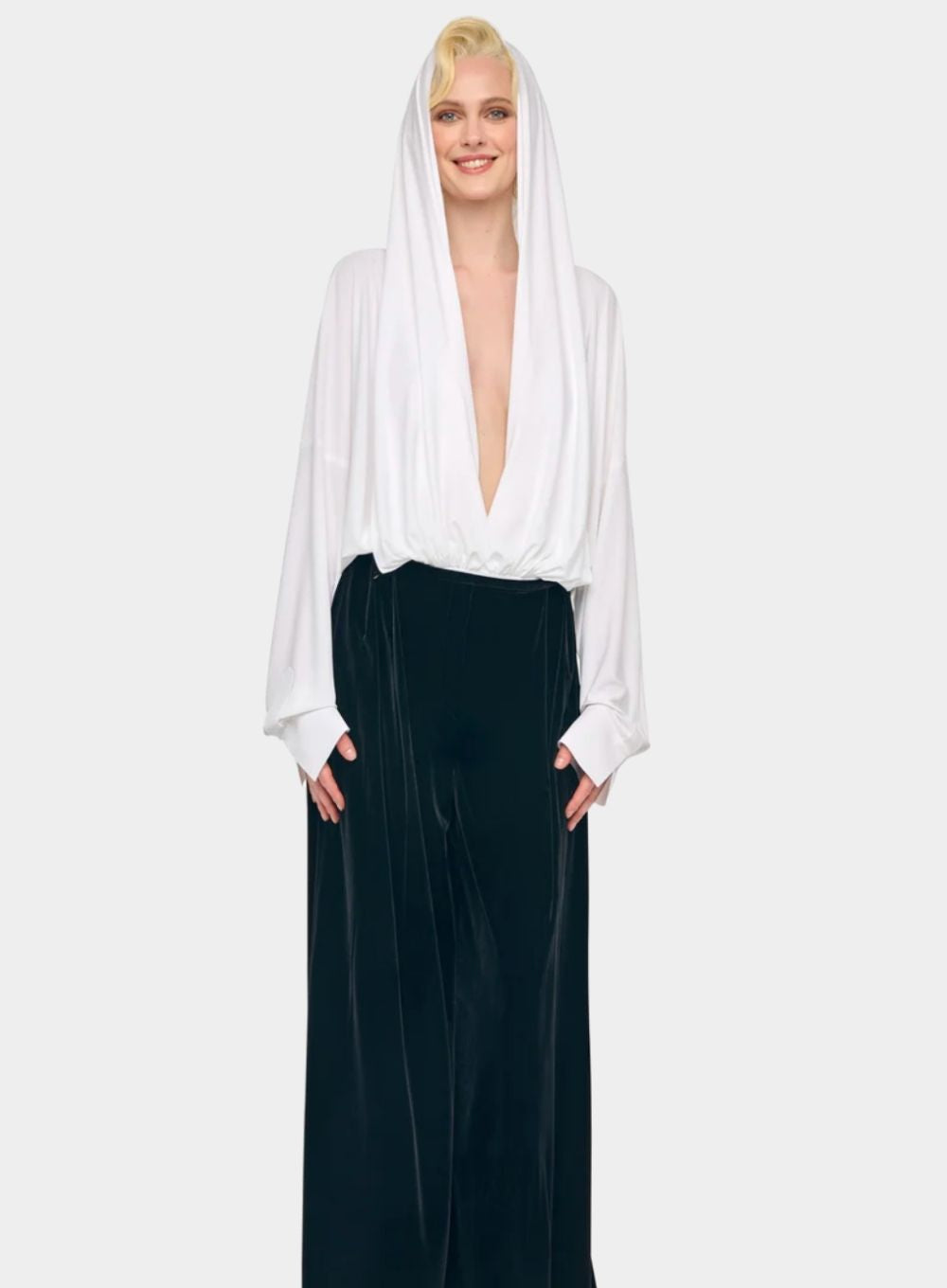 NORMA KAMALI | Hooded Super Oversized Shirt Bodysuit