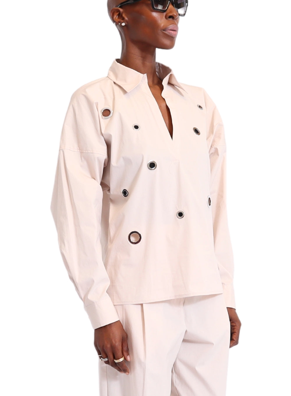 LIVIANA CONTI | Collared Shirt With Grommets