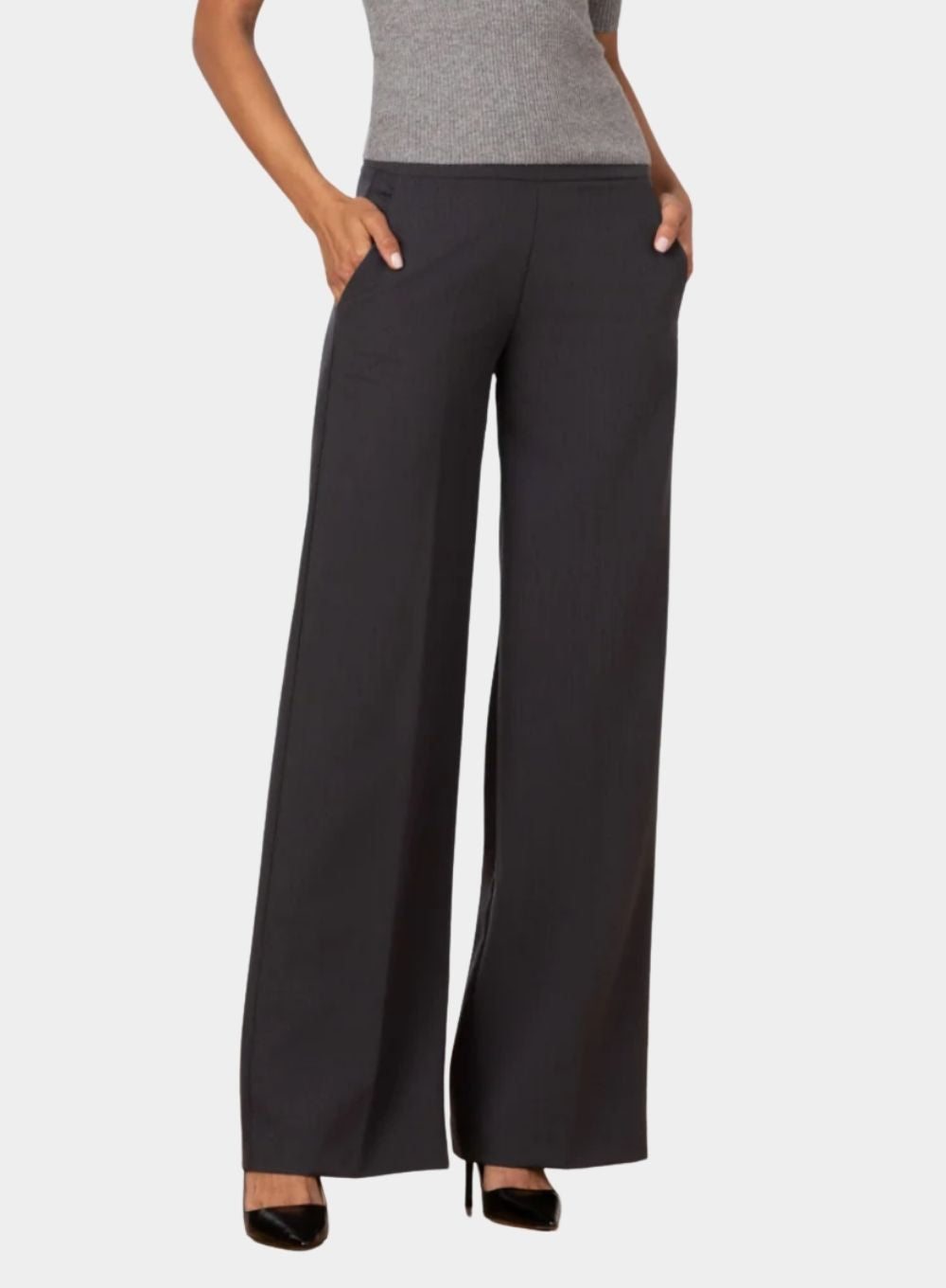 AVENUE MONTAIGNE | Charcoal Carla Wide-Leg Pants