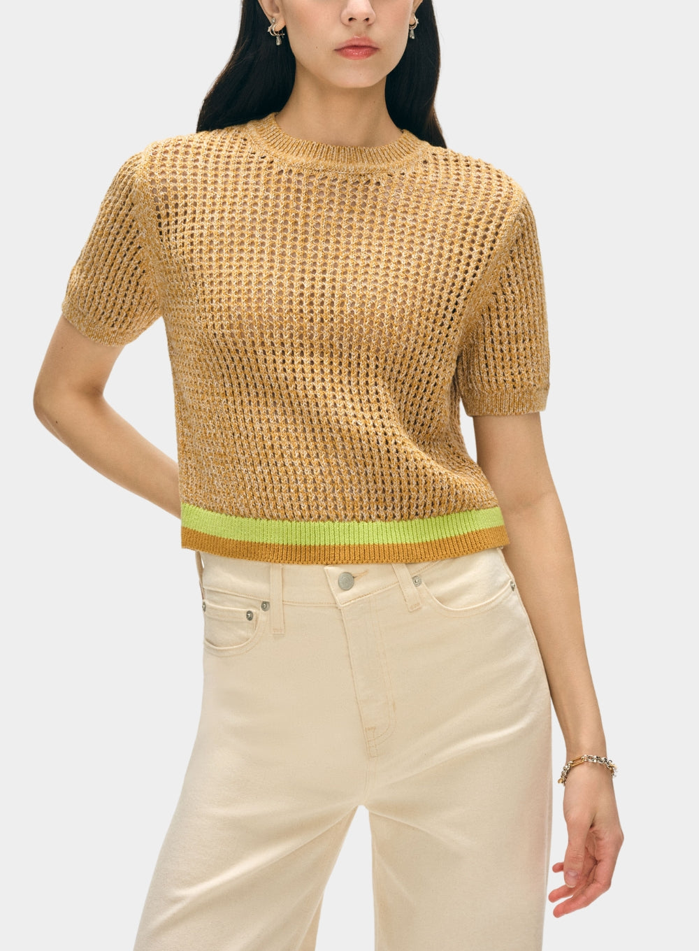 WHITE + WARREN | Organic Cotton Mesh Top