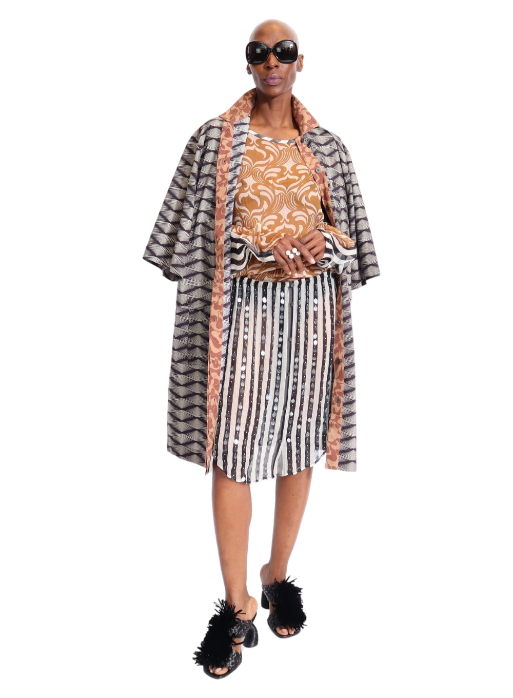 DRIES VAN NOTEN | Beaded Sheer Silk Printed Skirt
