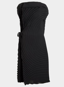 issey miyake mini dress Issey Miyake Women's PAPER BAG PLEATS Black Midi Dress | 2