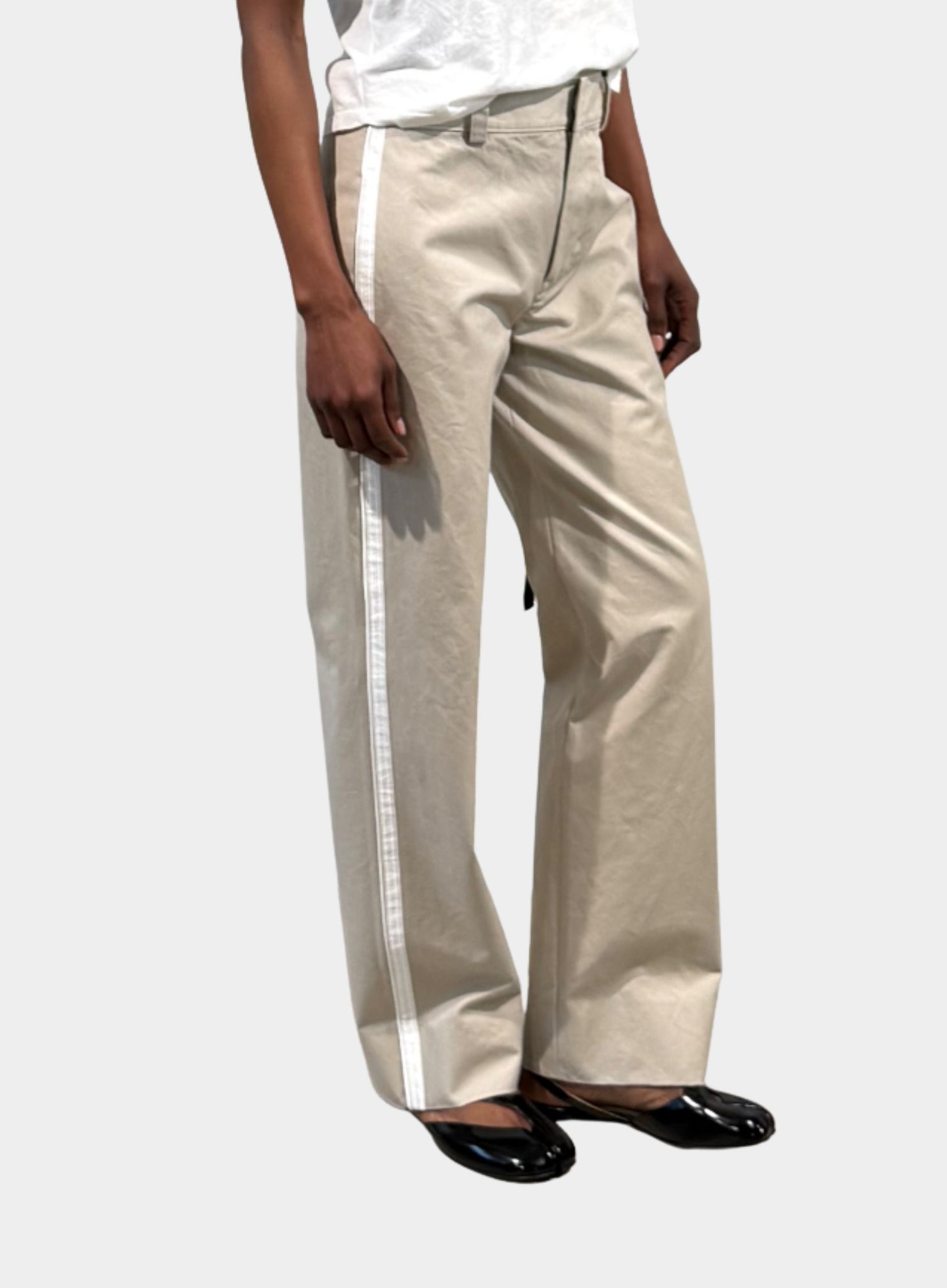 ANN DEMEULEMEESTER | Fera Straight Leg Cropped Trousers Oyster 