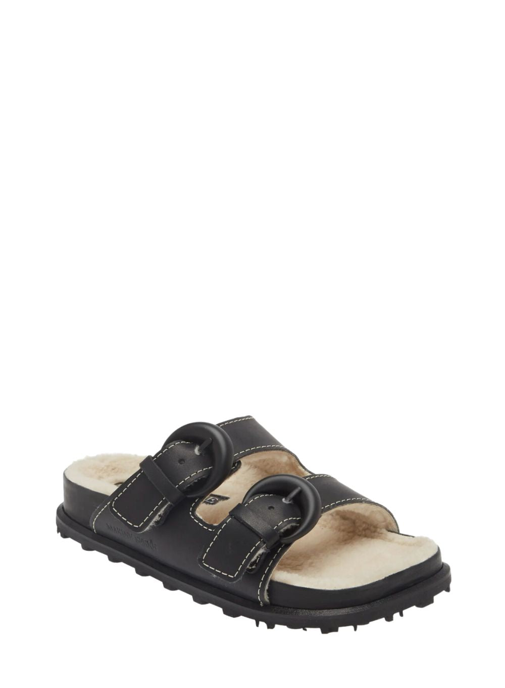 MARINE SERRE | Square Toe Leather Slide Sandals