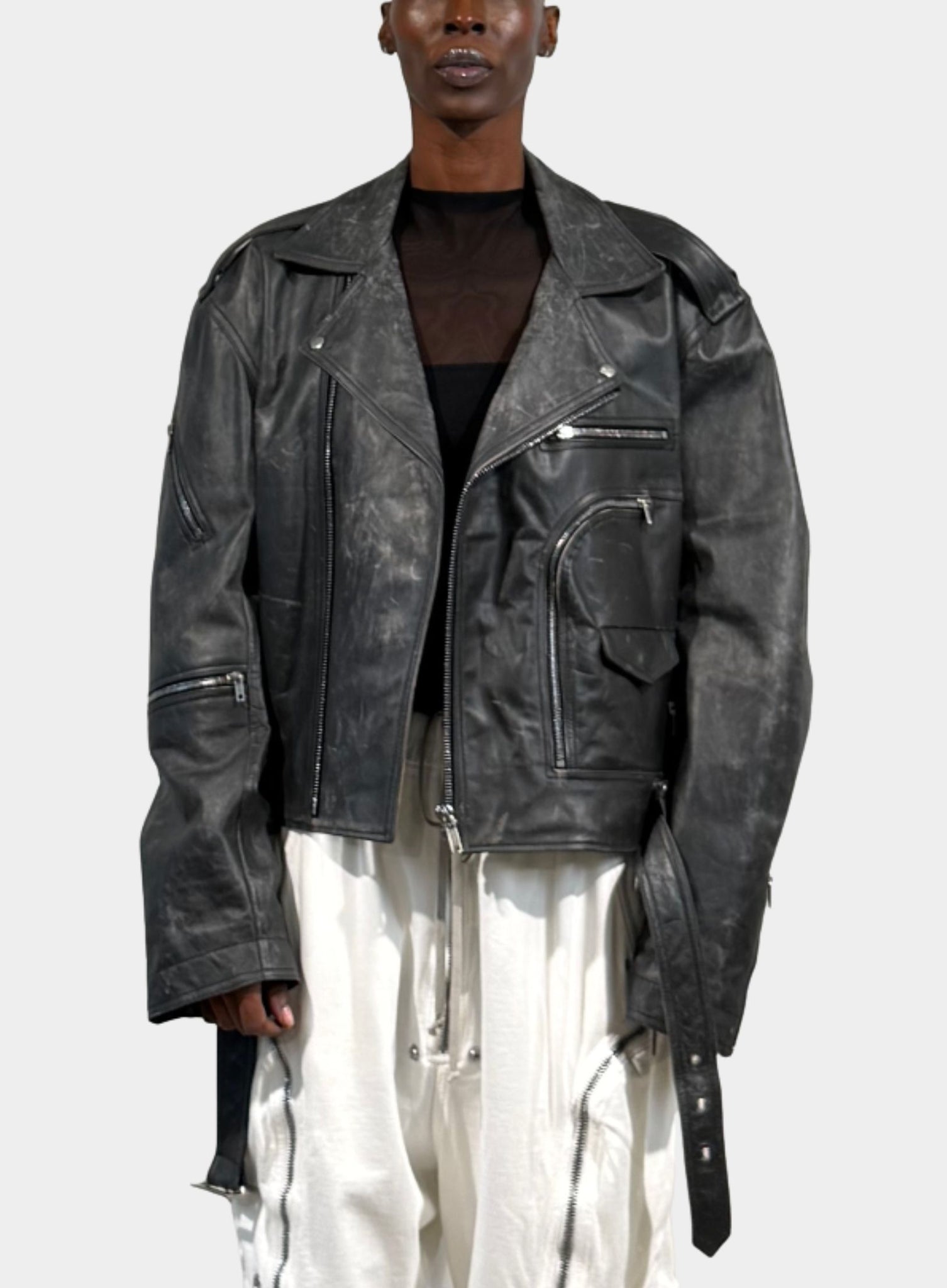 RICK OWENS | Cropped Jumbo Bauhaus Stooges Leather Jacket – Joan Shepp