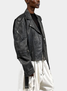 RICK OWENS | Cropped Jumbo Bauhaus Stooges Leather Jacket – Joan Shepp