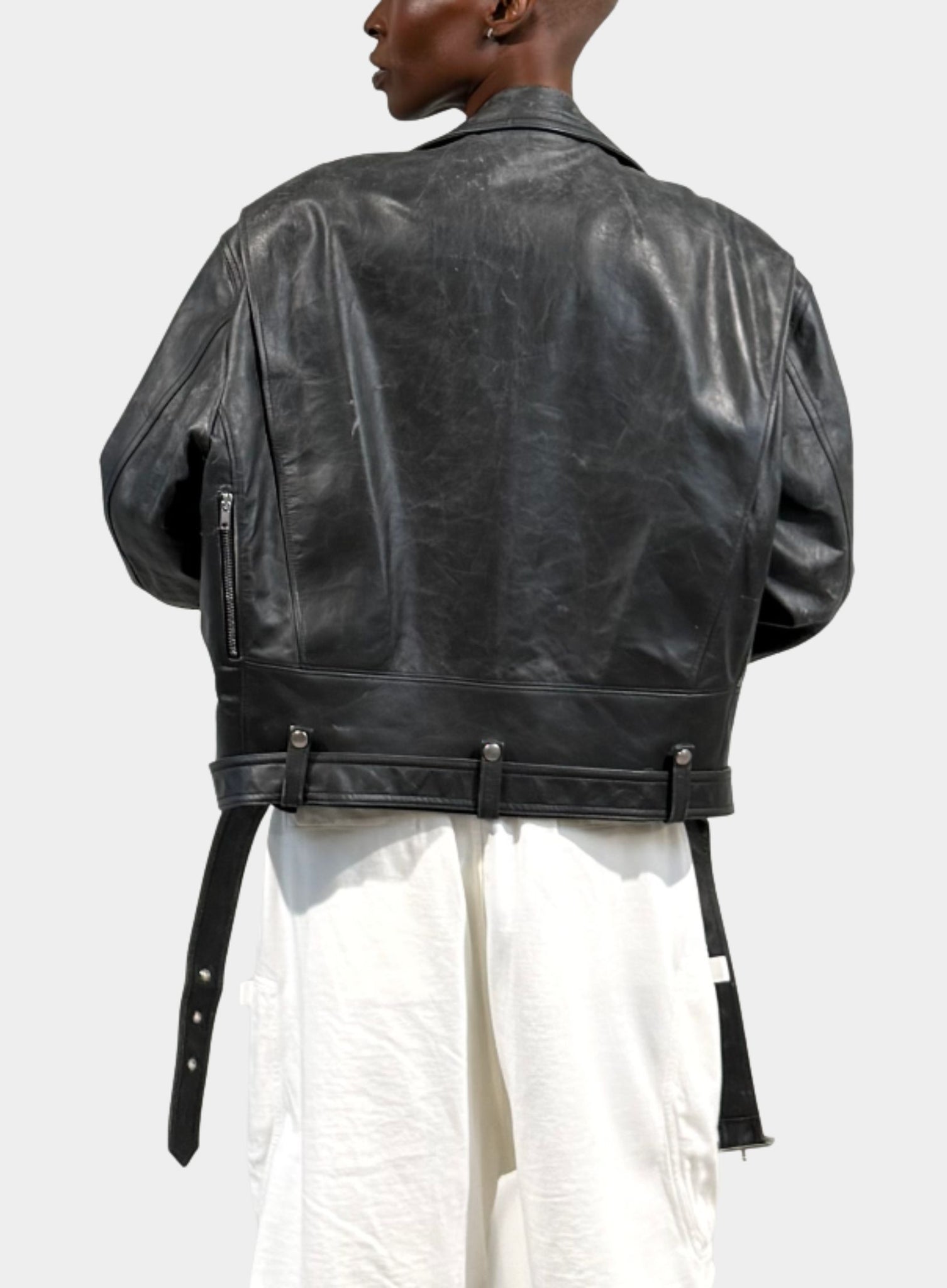 RICK OWENS | Cropped Jumbo Bauhaus Stooges Leather Jacket – Joan Shepp