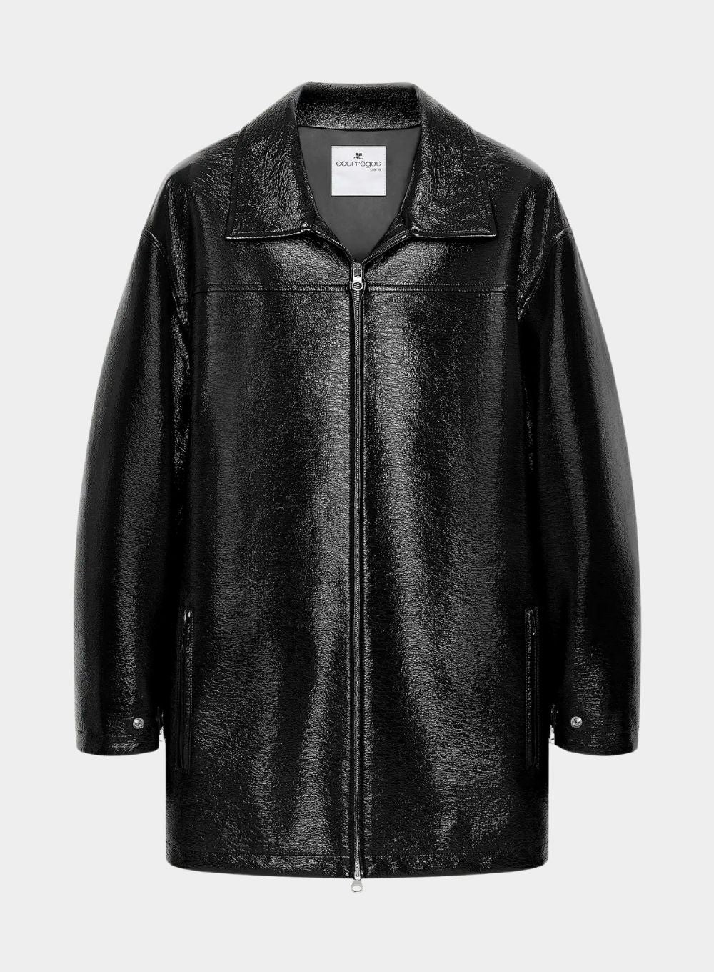 COURREGES | Zipped Vinyl Maxi Bomber Jacket