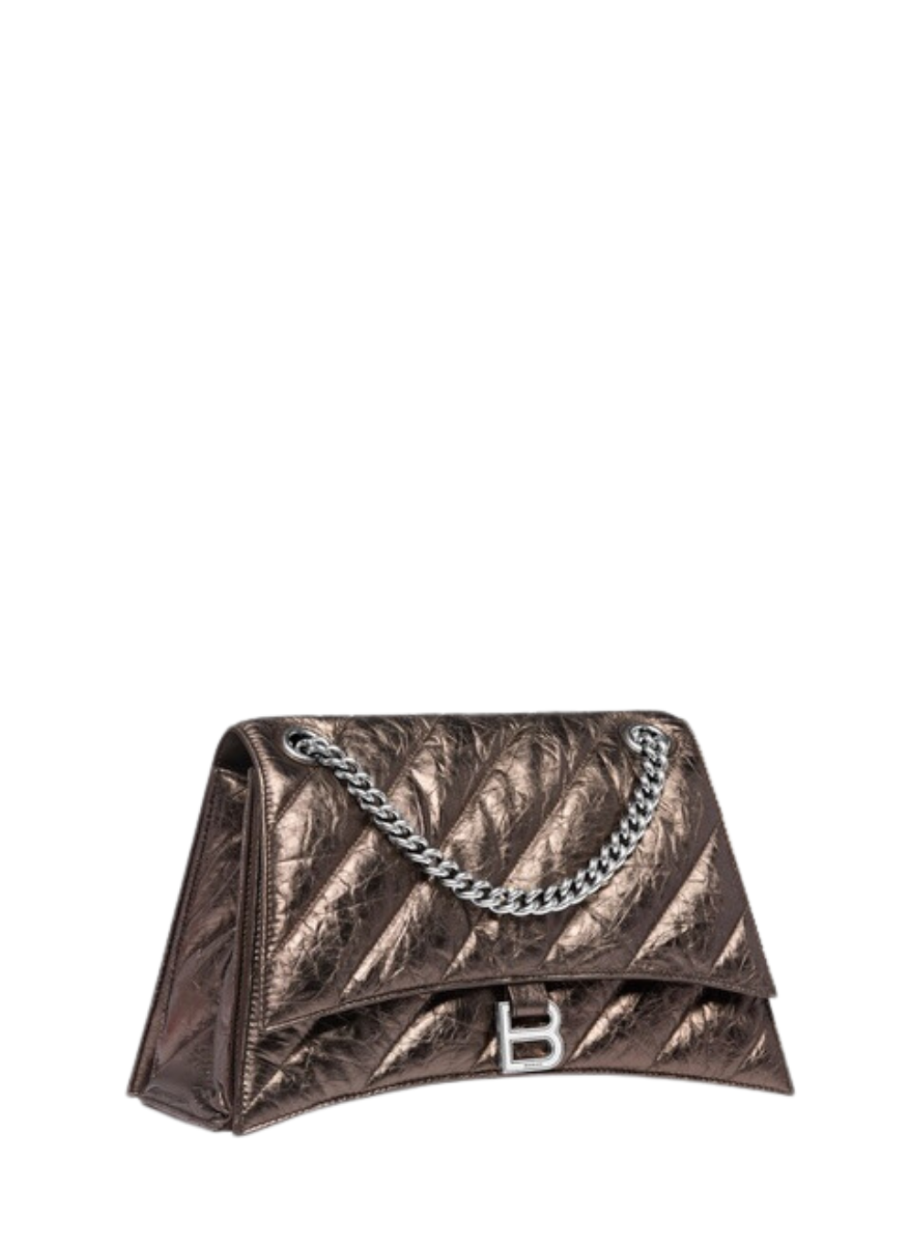 Balenciaga Metallic Leather Crush Shoulder Bag - Brown - One Size