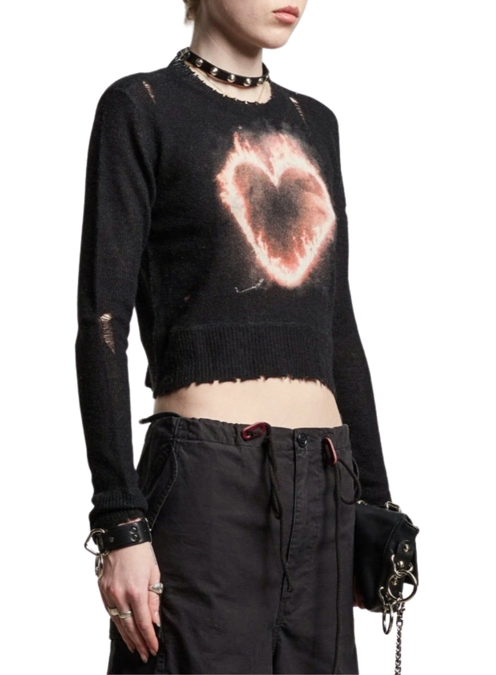 R13 | Flaming Heart Baby Crewneck Sweater