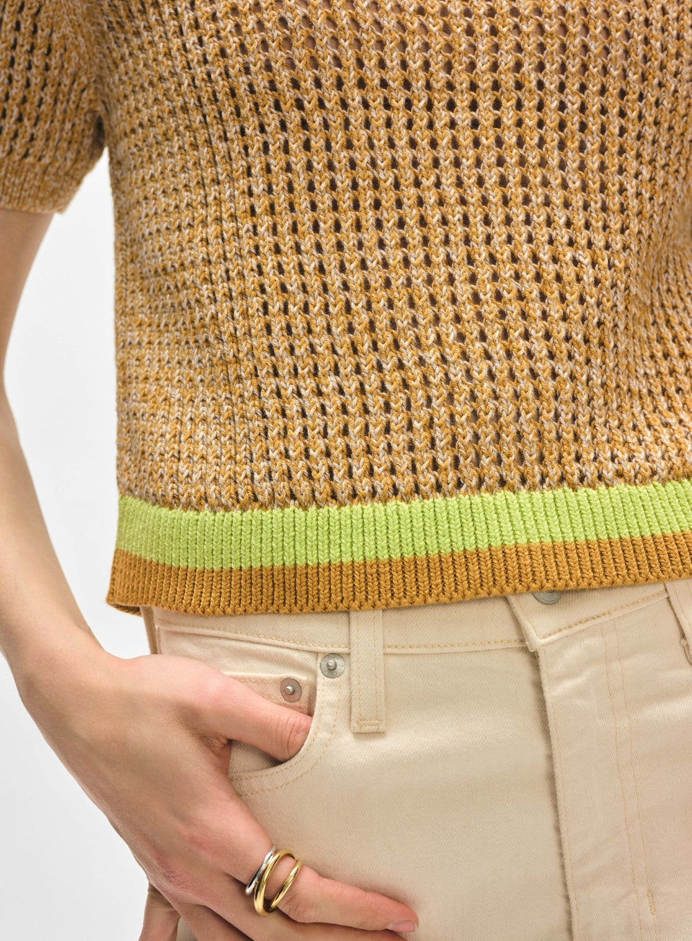 WHITE + WARREN | Organic Cotton Mesh Top