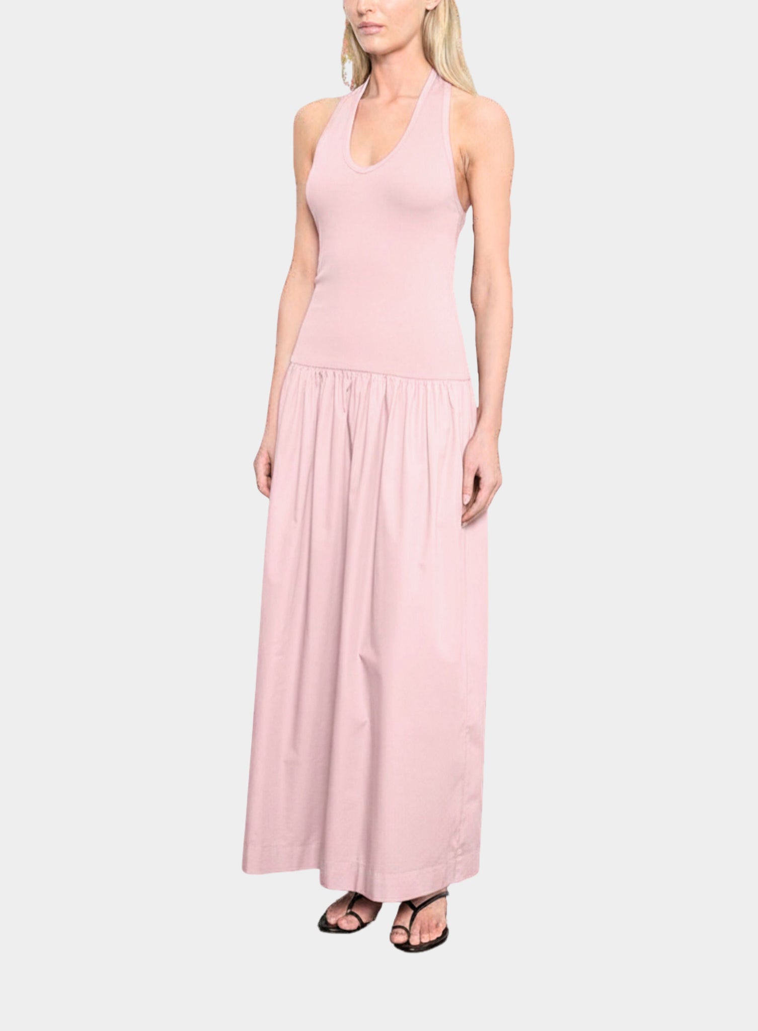 enza costa pink dress Enza Costa Stretch Silk Knit Maxi Tank Dress in Pink Clay