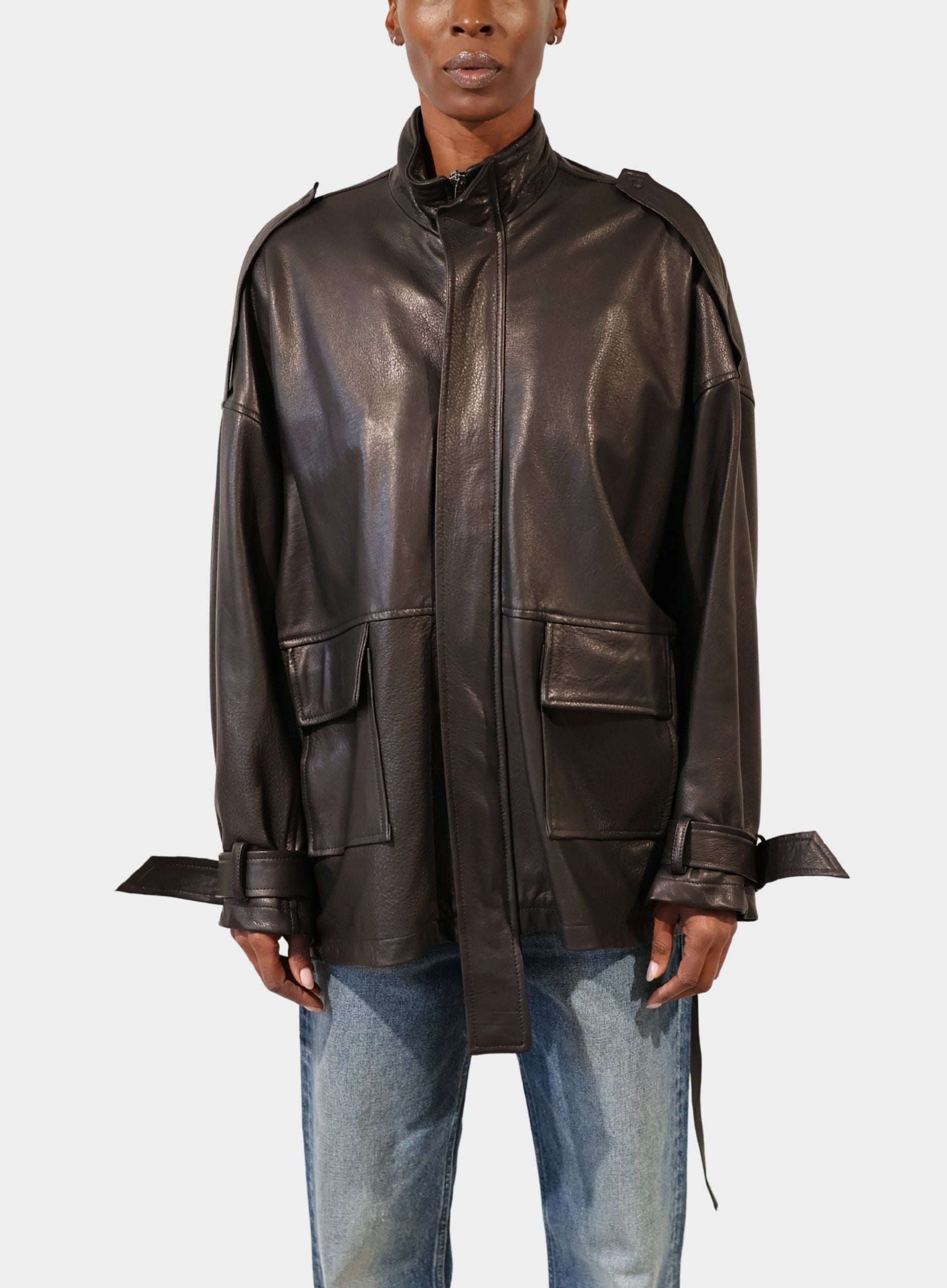 GIORGIO BRATO | Leather Epaulette Jacket – Joan Shepp