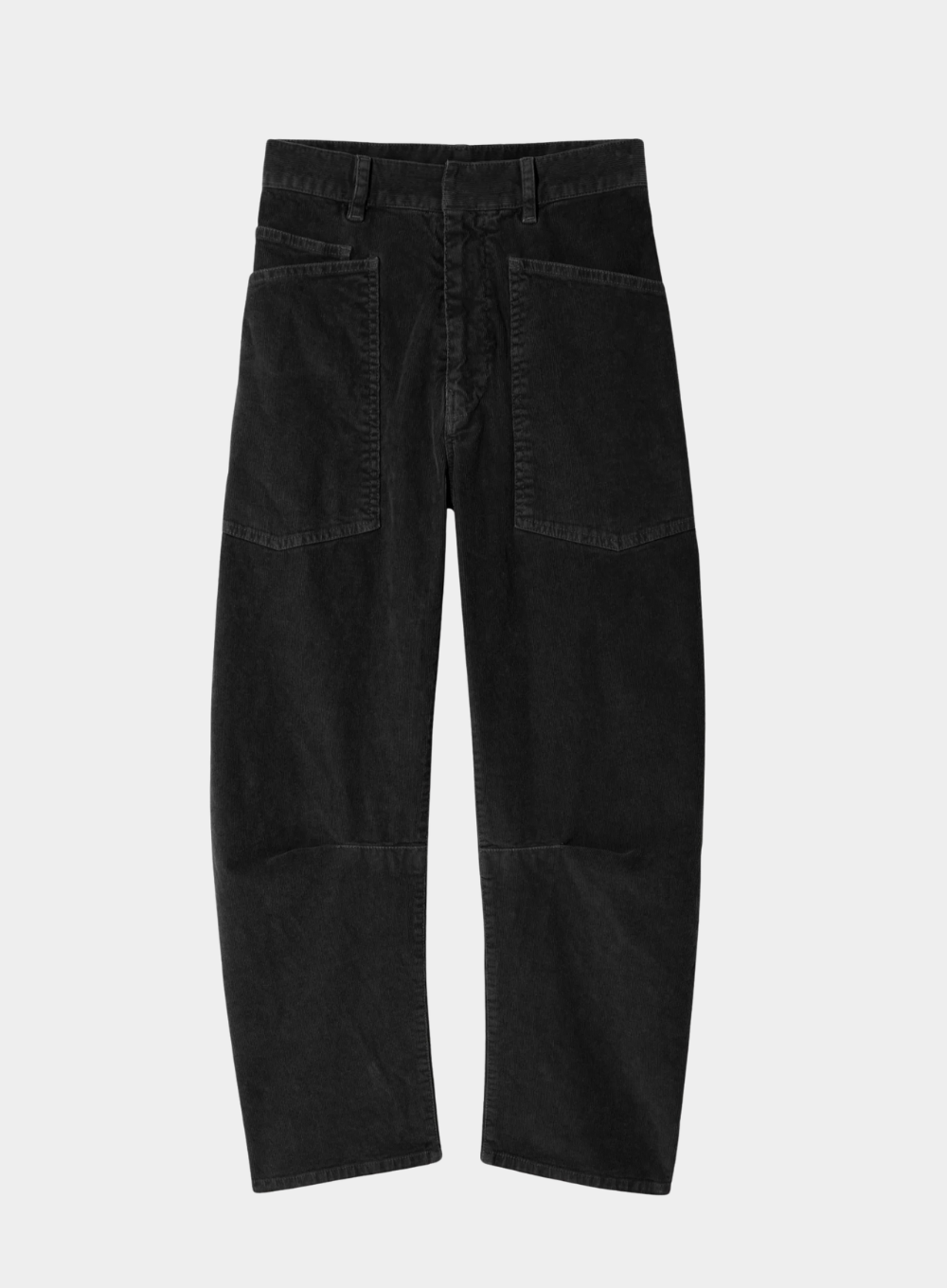 Black pants on a light gray background