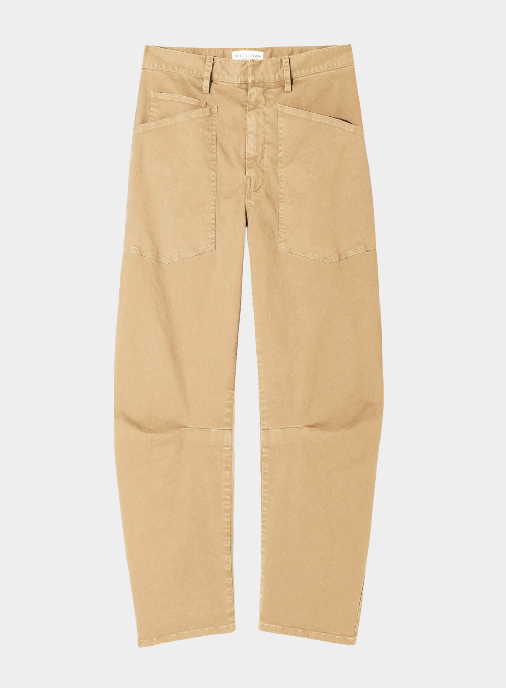 Beige pants on a light gray background