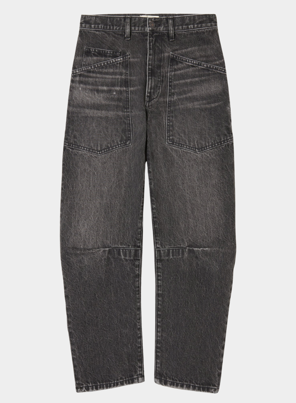 Black jeans on a light gray background