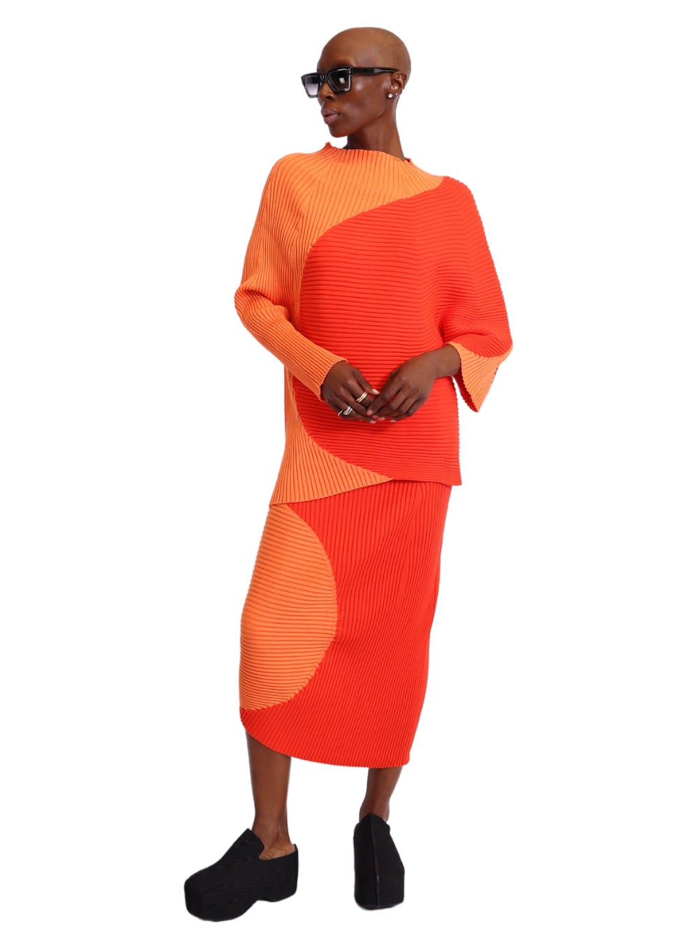 LIVIANA CONTI | Ribbed Knit Color Block Skirt