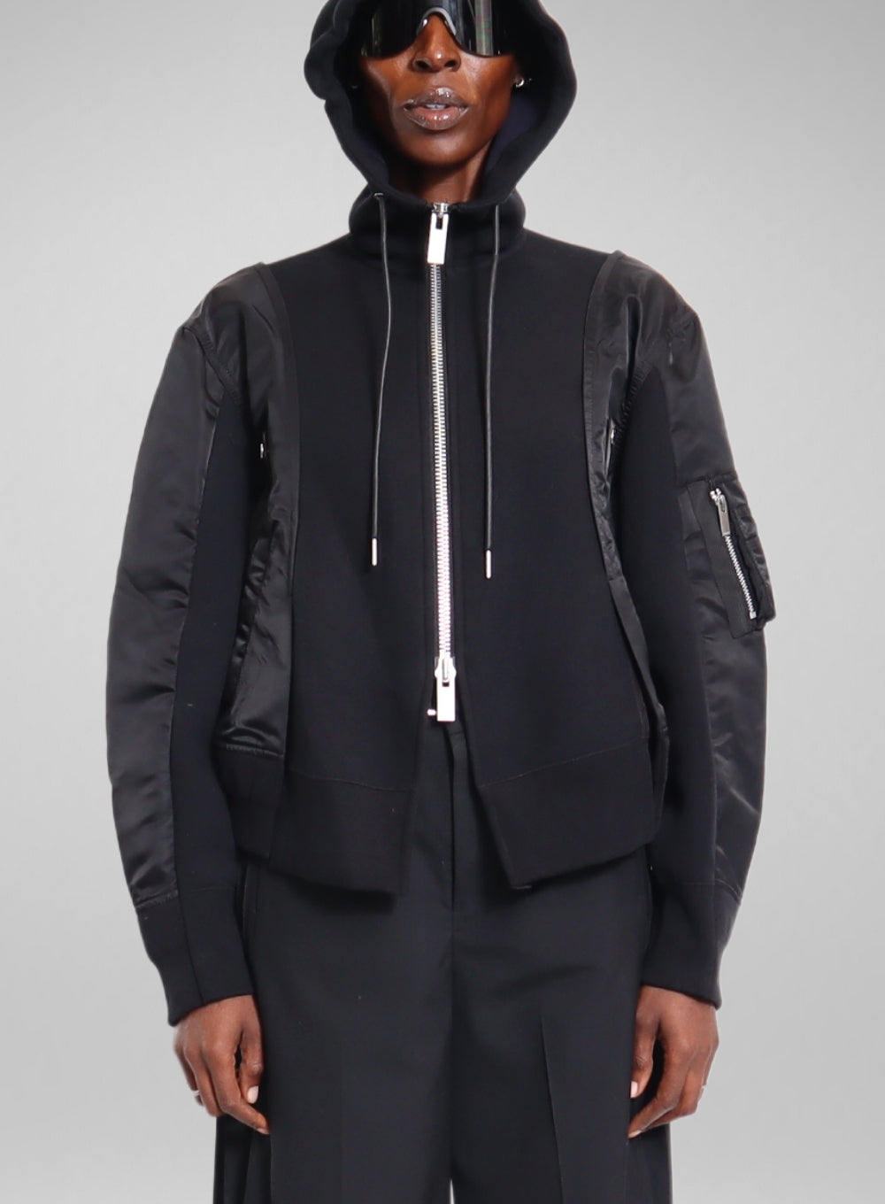 SACAI | Nylon Twill Sponge Sweat Zip-Up Hoodie – Joan Shepp