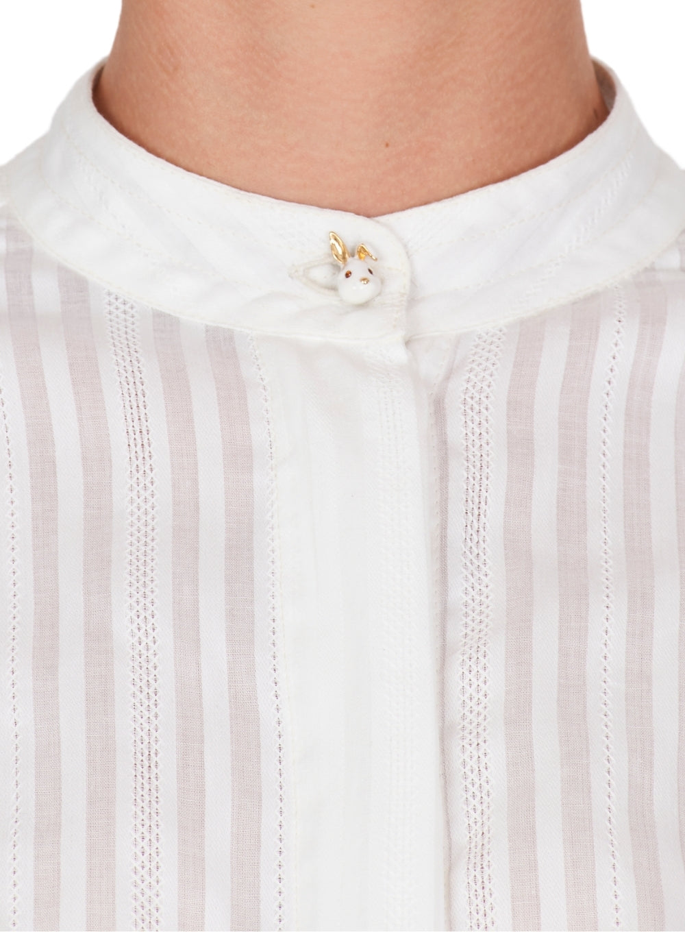 ISABEL BENENATO | Cropped Shirt With Jewel Button