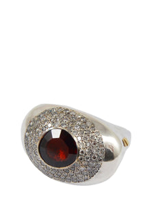 ROSA MARIA | Garnet Sterling Silver Ring With Grey Diamonds