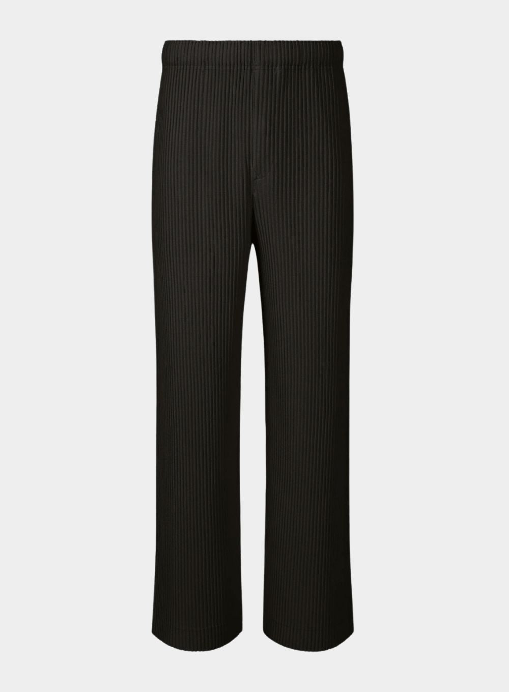 Black pinstripe pants on a white background