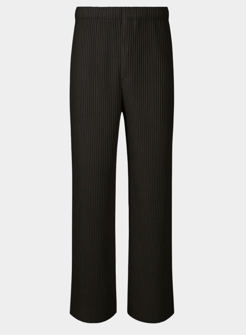 Black pinstripe pants on a white background