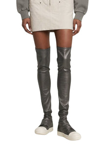 RICK OWENS | Thigh High Stretch Leather Boot